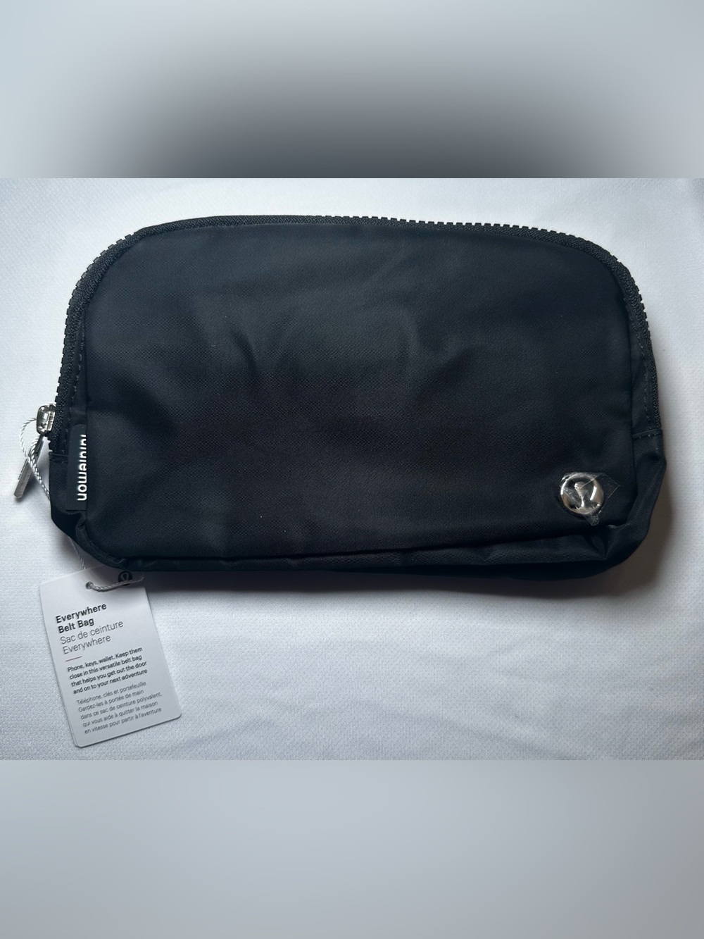 Black and silver belt bag